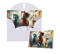 Thinking of You Cards with Envelopes A pattern with horses as a background Greeting Cards for All Occasions Thank You Blank Note Card for Wedding Invitations Valentine's Day Birthday Card 10x15 cm