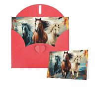 Thinking of You Cards with Envelopes A pattern with horses as a background Greeting Cards for All Occasions Thank You Blank Note Card for Wedding Invitations Valentine's Day Birthday Card 10x15 cm