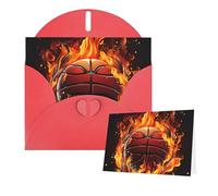 Thinking of You Cards with Envelopes Basketball logo with flames Greeting Cards for All Occasions Thank You Blank Note Card for Wedding Invitations Valentine's Day Birthday Card 10x15 cm