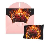 Thinking of You Cards with Envelopes Basketball logo with flames Greeting Cards for All Occasions Thank You Blank Note Card for Wedding Invitations Valentine's Day Birthday Card 10x15 cm