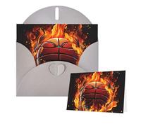 Thinking of You Cards with Envelopes Basketball logo with flames Greeting Cards for All Occasions Thank You Blank Note Card for Wedding Invitations Valentine's Day Birthday Card 10x15 cm