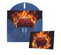 Thinking of You Cards with Envelopes Basketball logo with flames Greeting Cards for All Occasions Thank You Blank Note Card for Wedding Invitations Valentine's Day Birthday Card 10x15 cm