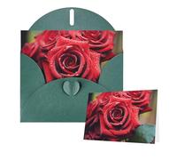 Thinking of You Cards with Envelopes Beautiful Red Rose Greeting Cards for All Occasions Thank You Blank Note Card for Wedding Invitations Valentine's Day Birthday Card 10x15 cm