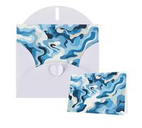 Thinking of You Cards with Envelopes Blue and White Camouflage Pattern Greeting Cards for All Occasions Thank You Blank Note Card for Wedding Invitations Valentine's Day Birthday Card 10x15 cm