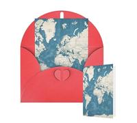 Thinking of You Cards with Envelopes Blue map of The World Blank Cards for All Occasions Thank You Blank Note Card Greeting Cards for Wedding Bridal Invitations Birthday Party 10 x 15 cm