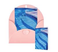 Thinking of You Cards with Envelopes Blue Swimming Pool Blank Cards for All Occasions Thank You Blank Note Card Greeting Cards for Wedding Bridal Invitations Birthday Party 10 x 15 cm