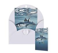 Thinking of You Cards with Envelopes Bluefin Tuna Thunnus Blank Cards for All Occasions Thank You Blank Note Card Greeting Cards for Wedding Bridal Invitations Birthday Party 10 x 15 cm