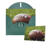 Thinking of You Cards with Envelopes Brown Football Green Grass Greeting Cards for All Occasions Thank You Blank Note Card for Wedding Invitations Valentine's Day Birthday Card 10x15 cm