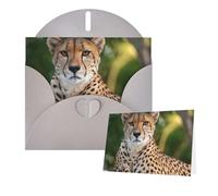 Thinking of You Cards with Envelopes Cheetah Sitting Greeting Cards for All Occasions Thank You Blank Note Card for Wedding Invitations Valentine's Day Birthday Card 10x15 cm