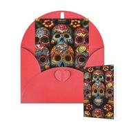 Thinking of You Cards with Envelopes Colorful Sugar Skulls Greeting Cards for All Occasions Thank You Blank Note Card for Wedding Invitations Valentine's Day Birthday Card 10x15 cm