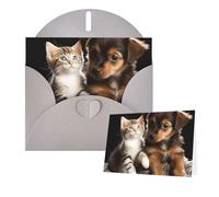 Thinking of You Cards with Envelopes Cute Cats and Dogs Playing Greeting Cards for All Occasions Thank You Blank Note Card for Wedding Invitations Valentine's Day Birthday Card 10x15 cm