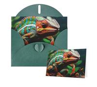 Thinking of You Cards with Envelopes Cute Chameleon Greeting Cards for All Occasions Thank You Blank Note Card for Wedding Invitations Valentine's Day Birthday Card 10x15 cm