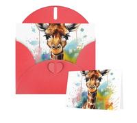 Thinking of You Cards with Envelopes Cute giraffe watercolor Greeting Cards for All Occasions Thank You Blank Note Card for Wedding Invitations Valentine's Day Birthday Card 10x15 cm