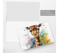 Thinking of You Cards with Envelopes Cute giraffe watercolor Greeting Cards for All Occasions Thank You Blank Note Card for Wedding Invitations Valentine's Day Birthday Card 10x15 cm