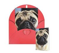 Thinking of You Cards with Envelopes Cute Pug Dog Blank Cards for All Occasions Thank You Blank Note Card Greeting Cards for Wedding Bridal Invitations Birthday Party 10 x 15 cm