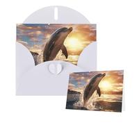 Thinking of You Cards with Envelopes Dolphin Jumping in the Sea Greeting Cards for All Occasions Thank You Blank Note Card for Wedding Invitations Valentine's Day Birthday Card 10x15 cm