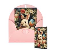 Thinking of You Cards with Envelopes Easter bunny and flowers Blank Cards for All Occasions Thank You Blank Note Card Greeting Cards for Wedding Bridal Invitations Birthday Party 10 x 15 cm