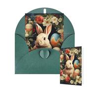 Thinking of You Cards with Envelopes Easter bunny and flowers Blank Cards for All Occasions Thank You Blank Note Card Greeting Cards for Wedding Bridal Invitations Birthday Party 10 x 15 cm
