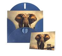 Thinking of You Cards with Envelopes Elephant On A Bridge Greeting Cards for All Occasions Thank You Blank Note Card for Wedding Invitations Valentine's Day Birthday Card 10x15 cm