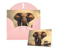 Thinking of You Cards with Envelopes Elephant On A Bridge Greeting Cards for All Occasions Thank You Blank Note Card for Wedding Invitations Valentine's Day Birthday Card 10x15 cm