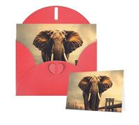 Thinking of You Cards with Envelopes Elephant On A Bridge Greeting Cards for All Occasions Thank You Blank Note Card for Wedding Invitations Valentine's Day Birthday Card 10x15 cm