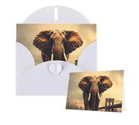 Thinking of You Cards with Envelopes Elephant On A Bridge Greeting Cards for All Occasions Thank You Blank Note Card for Wedding Invitations Valentine's Day Birthday Card 10x15 cm
