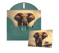 Thinking of You Cards with Envelopes Elephant On A Bridge Greeting Cards for All Occasions Thank You Blank Note Card for Wedding Invitations Valentine's Day Birthday Card 10x15 cm