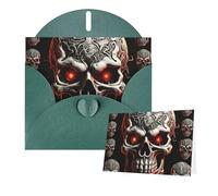 Thinking of You Cards with Envelopes Evil skull Greeting Cards for All Occasions Thank You Blank Note Card for Wedding Invitations Valentine's Day Birthday Card 10x15 cm