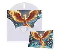 Thinking of You Cards with Envelopes Fire and water phoenix Greeting Cards for All Occasions Thank You Blank Note Card for Wedding Invitations Valentine's Day Birthday Card 10x15 cm