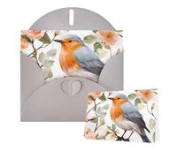 Thinking of You Cards with Envelopes Floral Print Watercolor Robin Bird Greeting Cards for All Occasions Thank You Blank Note Card for Wedding Invitations Valentine's Day Birthday Card 10x15 cm