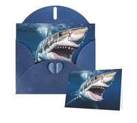 Thinking of You Cards with Envelopes Great white shark opens mouth Greeting Cards for All Occasions Thank You Blank Note Card for Wedding Invitations Valentine's Day Birthday Card 10x15 cm