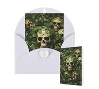 Thinking of You Cards with Envelopes Green background skull and leaves Blank Cards for All Occasions Thank You Blank Note Card Greeting Cards for Wedding Bridal Invitations Birthday Party 10 x 15 cm