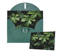 Thinking of You Cards with Envelopes Green Leaves Pattern Greeting Cards for All Occasions Thank You Blank Note Card for Wedding Invitations Valentine's Day Birthday Card 10x15 cm