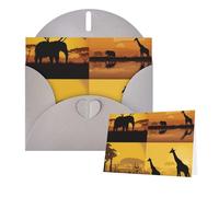 Thinking of You Cards with Envelopes Greetings Card African grassland animals Blank Cards for All Occasions Birthday Thank You Note Card for Wedding Invitations Valentine's Day 10 X 15 CM