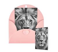 Thinking of You Cards with Envelopes Greetings Card African lion black and white Blank Cards for All Occasions Birthday Thank You Note Card for Wedding Invitations Valentine's Day 10 X 15 CM