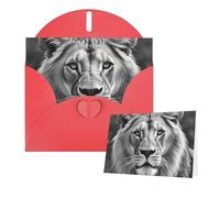 Thinking of You Cards with Envelopes Greetings Card African lion black and white Blank Cards for All Occasions Birthday Thank You Note Card for Wedding Invitations Valentine's Day 10 X 15 CM