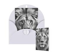 Thinking of You Cards with Envelopes Greetings Card African lion black and white Blank Cards for All Occasions Birthday Thank You Note Card for Wedding Invitations Valentine's Day 10 X 15 CM