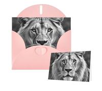 Thinking of You Cards with Envelopes Greetings Card African lion black and white Blank Cards for All Occasions Birthday Thank You Note Card for Wedding Invitations Valentine's Day 10 X 15 CM
