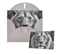 Thinking of You Cards with Envelopes Greetings Card African lion black and white Blank Cards for All Occasions Birthday Thank You Note Card for Wedding Invitations Valentine's Day 10 X 15 CM
