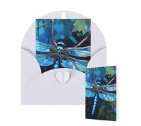 Thinking of You Cards with Envelopes Greetings Card Art Blue Dragonfly Blank Cards for All Occasions Birthday Thank You Note Card for Wedding Invitations Valentine's Day 10 X 15 CM