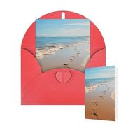 Thinking of You Cards with Envelopes Greetings Card Beach footprints Blank Cards for All Occasions Birthday Thank You Note Card for Wedding Invitations Valentine's Day 10 X 15 CM