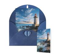 Thinking of You Cards with Envelopes Greetings Card Beach Lighthouse Blank Cards for All Occasions Birthday Thank You Note Card for Wedding Invitations Valentine's Day 10 X 15 CM
