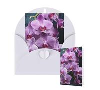 Thinking of You Cards with Envelopes Greetings Card Beautiful Purple Orchids Blank Cards for All Occasions Birthday Thank You Note Card for Wedding Invitations Valentine's Day 10 X 15 CM