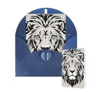 Thinking of You Cards with Envelopes Greetings Card Black and white lion head Blank Cards for All Occasions Birthday Thank You Note Card for Wedding Invitations Valentine's Day 10 X 15 CM