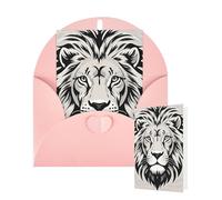 Thinking of You Cards with Envelopes Greetings Card Black and white lion head Blank Cards for All Occasions Birthday Thank You Note Card for Wedding Invitations Valentine's Day 10 X 15 CM