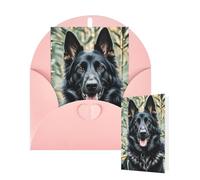 Thinking of You Cards with Envelopes Greetings Card Black german shepherd dog Blank Cards for All Occasions Birthday Thank You Note Card for Wedding Invitations Valentine's Day 10 X 15 CM