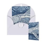 Thinking of You Cards with Envelopes Greetings Card Blue Pattern Shark Blank Cards for All Occasions Birthday Thank You Note Card for Wedding Invitations Valentine's Day 10 X 15 CM