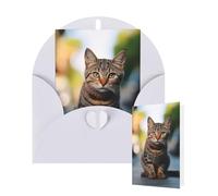 Thinking of You Cards with Envelopes Greetings Card Brown tabby kitten Blank Cards for All Occasions Birthday Thank You Note Card for Wedding Invitations Valentine's Day 10 X 15 CM