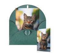 Thinking of You Cards with Envelopes Greetings Card Brown tabby kitten Blank Cards for All Occasions Birthday Thank You Note Card for Wedding Invitations Valentine's Day 10 X 15 CM