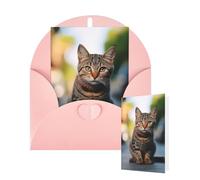 Thinking of You Cards with Envelopes Greetings Card Brown tabby kitten Blank Cards for All Occasions Birthday Thank You Note Card for Wedding Invitations Valentine's Day 10 X 15 CM